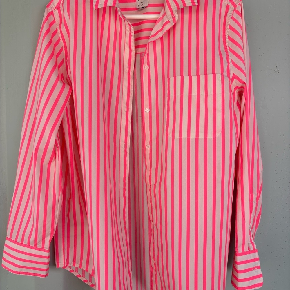 a new day Pink and White Striped Button-Up Blouse - Picture 3 of 6